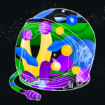 Capacete de astronauta representando o mundo das criptomoedas