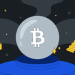 Uma bola de cristal com um Bitcoin dentro representando os contratos futuros de Bitcoin