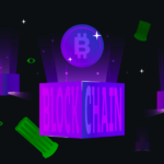 Imagen que muestra dos bloques y un bitcoin encima de ellos que representa lo que es blockchain