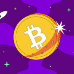 Imagem de um Bitcoin no espaço