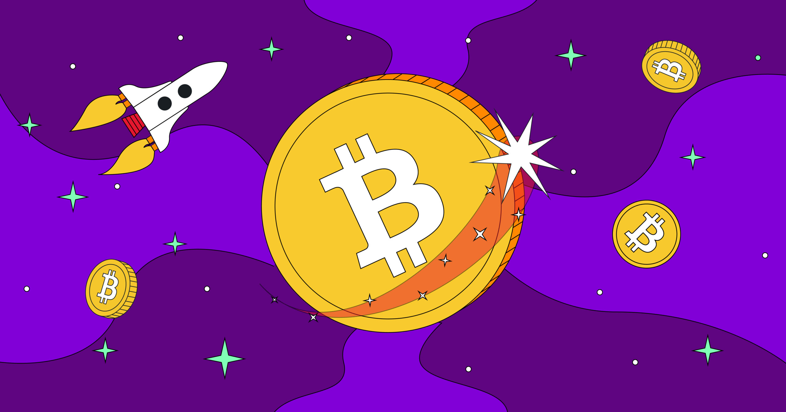 Imagem de um Bitcoin no espaço